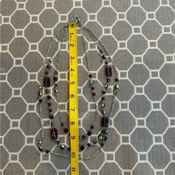 Elegant Multi-Layered Blue, Purple, and Silver Necklace - Picture 7 of 7